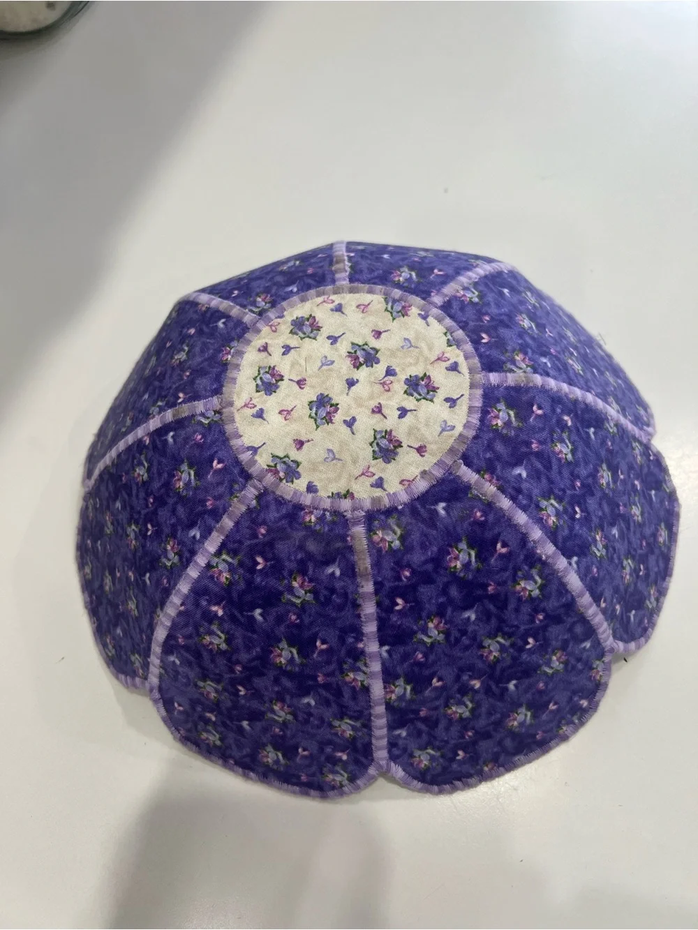 Handcrafted Purple Floral Quilted Fabric Bowl - Home Accents